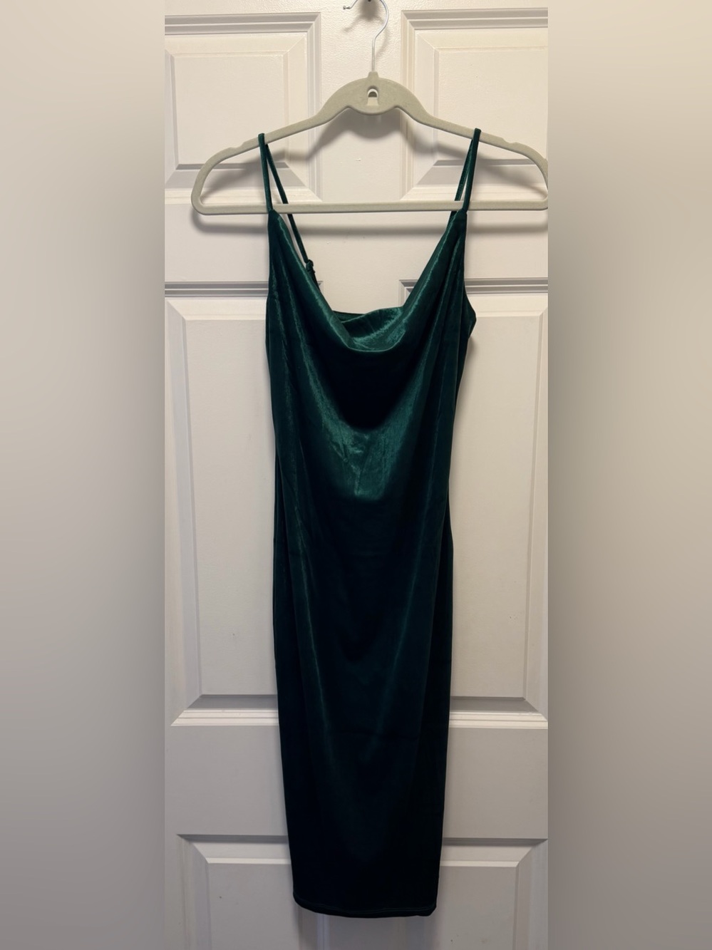 DNA couture Emerald Green Velvet Cowl Slip Dress
